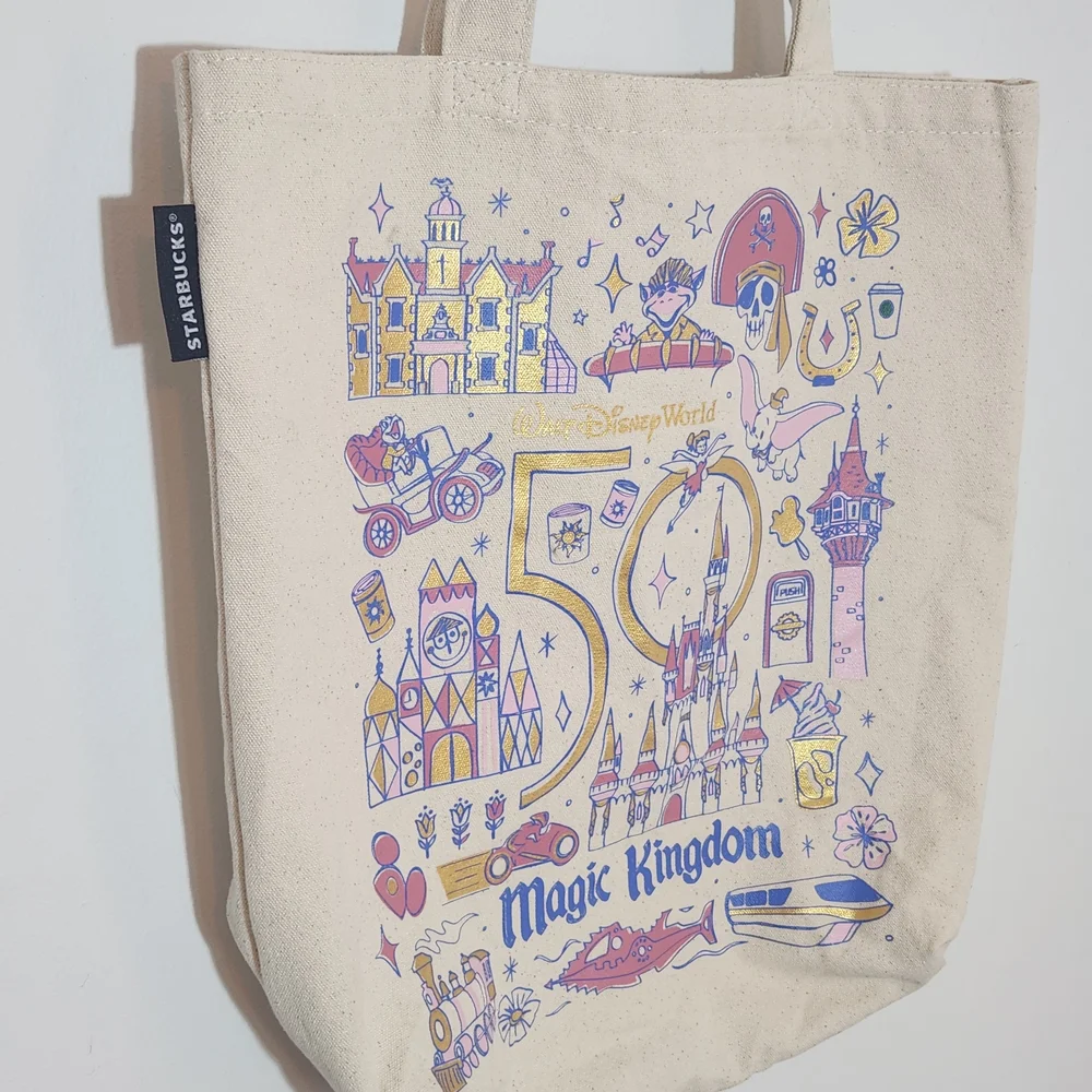 Walt Disney 50 Anniversary Magic Kingdom Starbucks Been There Series Canvas Bag - Picture 3 of 10